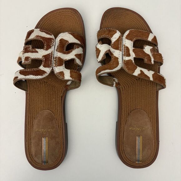 Sam Edelman Bay Sandals Womens 8.5M Calf Hair Leopard Print Slide - Picture 1 of 8